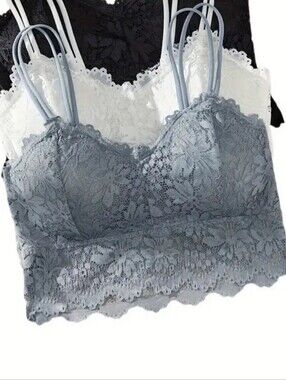 NWT Grey Lace Bralette With Padding